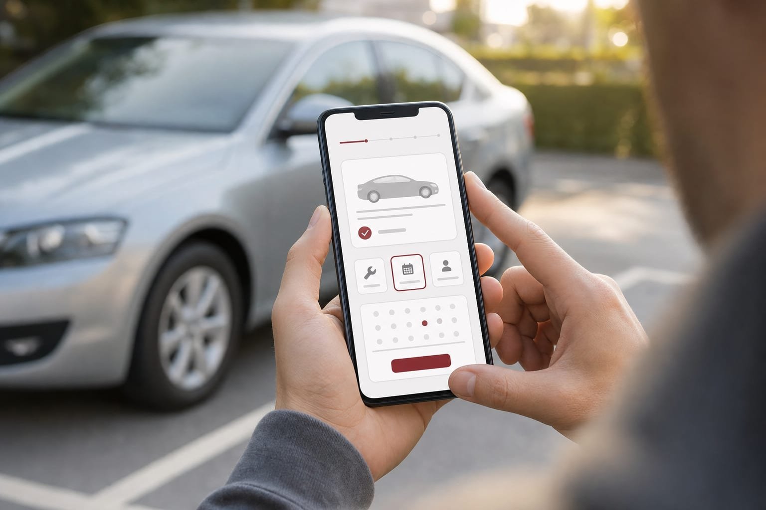 Customer booking a vehicle service on a mobile app.